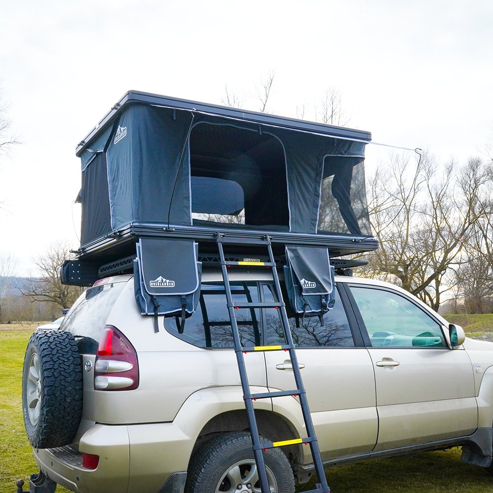 Overlander Traveller rooftop tent fitted to a four-wheel-drive vehicle